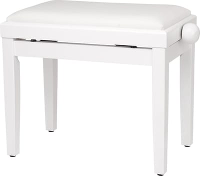Pianobank - Pianokruk - In Hoogte Verstelbaar - Luxe Zitting - Keyboardbank - Mat Wit