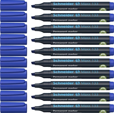 Schneider permanent marker - Maxx 133 - beitelpunt - blauw - 10 stuks - S-113303-10