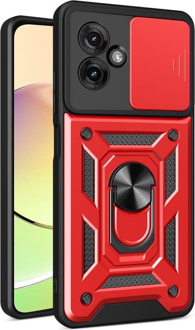 Coverup Hoesje - Geschikt voor Motorola Moto G55 Hoesje - Coverup Armor Ring Kickstand Back Cover met Camera Shield - Rood