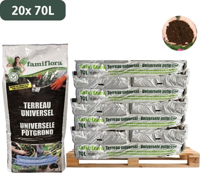 Universele potgrond 20 x 70 l - Famiflora - Inhoud: 70L - Met startbemesting - Geschikt voor tuinplanten & kamerplanten