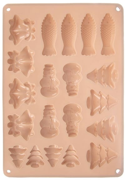 Koekjesvorm en Pralinevorm Silicone Beige 34x24,5x1 cm - Bakvorm - Chocoladevorm - Chocolade Vorm - Bakvorm - Fondant - Ijsklontjes - Praline - Snoep