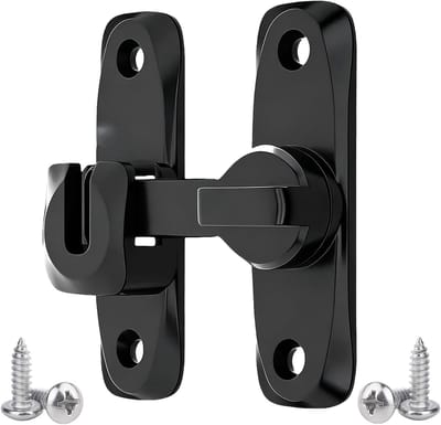 Robuuste 90/180 Graden Flip Schuifdeur Slot - Zwart Metaal Deurslot voor Interieurdeuren, Poorten en Kasten - Duurzame Deurbeslag met Roestbestendige Afwerking (75mm x 23mm x 4mm)