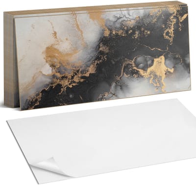 Coloray Plaktegels - Abstract patroon met vlekken Zelfklevende Wandtegels - 40 cm x 20 cm - Zwart Plaktegels - 10 stuks - Rechthoek PVC Tegels - Plaktegels Badkamer - Vloertegels Zelfklevend - Vinyl Tegels Zelfklevend - Portugese Tegels
