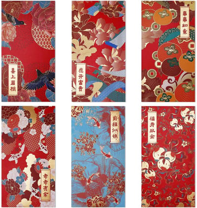 Dailygoods- Rode Enveloppen 36 Stuks - Geluksgeld Enveloppen - 17x9cm - Feestelijk Ontwerp - Papier - Voor Bruiloft en Maanjaar