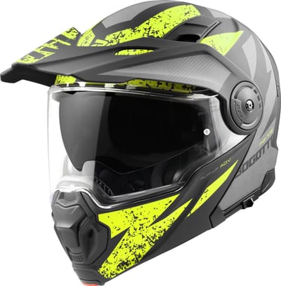 Bogotto FG-102 Safari Fiberglas Enduro Helm Zwart Grijs Geel - Helm