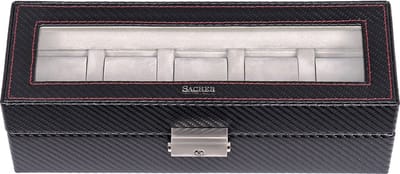 Sacher Sieradendoos Carvon Uhrenbox für 5 Uhren Black Zwart