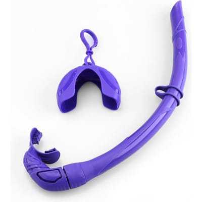 Siliconen opvouwbare snorkel met compacte opbergdoos Dames Heren Oprolbare snorkel Natte ademslang voor snorkelen paars