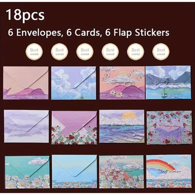 18 stuks Vintage Olieverf Wenskaart Eenvoudige Handgeschilderde Stijl Zegen Bedankkaart Doe-het-zelf Blanco Kaart Postkaart Cadeauverpakking Wenskaart 18pcs