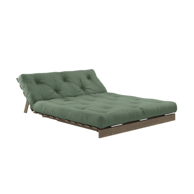 Karup Slaapbank Roots 140 - 756 Olive Green - 106 carob brown lacquered