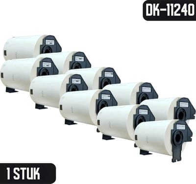 DULA Brother Compatible DK-11240 - Voorgestanst barcode label - 10 rollen - 102 x 51 mm - 600 labels per rol - Zwart op wit - Papier