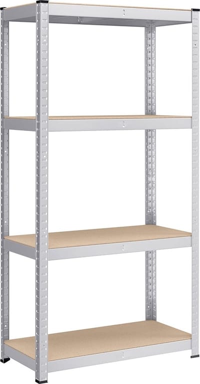 Opbergrek - Stellingkast - Metalen Planken - Heavy Duty - 40cm x 80cm x 160cm - Gegalvaniseerd staal - MDF - 10kg - Zilver