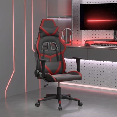 vidaXL - Massage - gamestoel - kunstleer - zwart - en - wijnrood