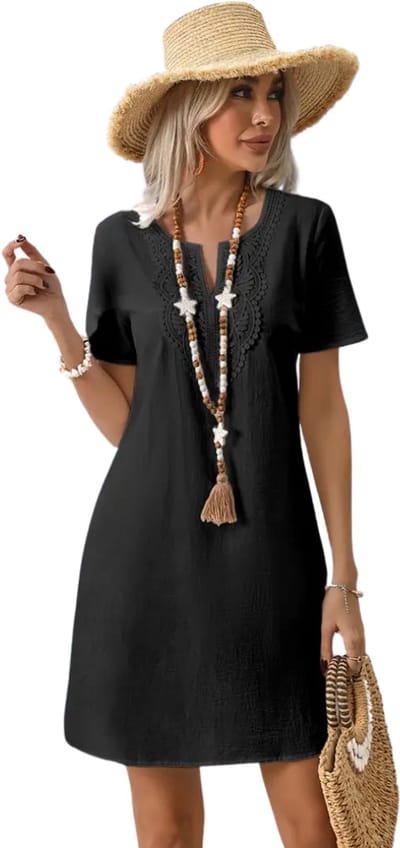 Livano Zomerjurk Dames - Zomerjurken - Volwassen - Jurk - Ibiza Stijl - Sundress - Zwart - Maat S