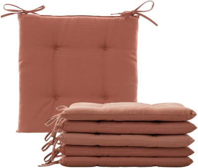 Hespiride Stoelkussen Altea - 6x - 40 x 40 cm - terracotta - vierkant - polyester - tuinkussen - buiten