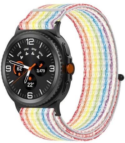 By Qubix - smartwatch bandje - Compatible Samsung bandje - Sportloop nylon bandje - Multicolor - Geschikt voor Samsung Galaxy Watch 9 (40/44mm) - Watch 8 (40/44mm) - Watch 8 Classic (46mm)