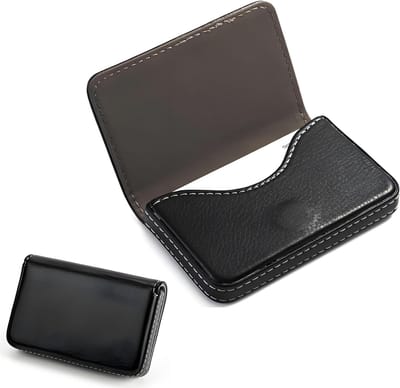 Dailygoods- Visitekaartjesetui Slank Design - PU-leer - Magnetische Sluiting - Zwart - Draagbaar - Bescherming tegen Vuil - Kaarthouder