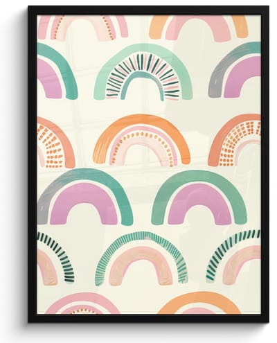 Poster in lijst - Fotolijst 60x80 cm - Posters - Regenboog - Pastel - Patroon - Posterlijst zwart - Decoratie - Wanddecoratie woonkamer - Muurdecoratie slaapkamer