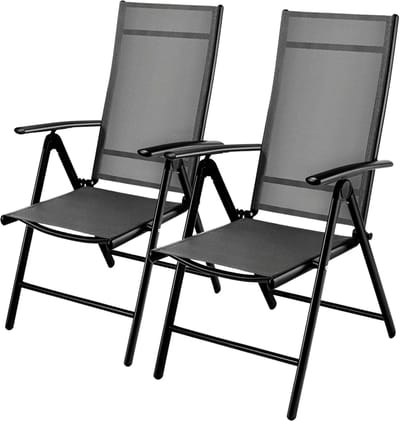 Tuinstoelen madrid - Set van 2 - Verstelbare tuinstoel - Voor tuin, zwembad en binnengebruik - Met hoge rugleuning