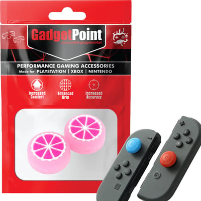 Gadgetpoint - Thumb Grips voor Nintendo Switch Joy-Con Controllers - Gaming Thumbgrips - Performance Anti-Slip Thumbsticks - Bescherming Accessoires - Fruit Roze