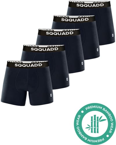 SQQUADD® Bamboe Ondergoed Heren - 5-pack Boxershorts - Maat S - Comfort en Kwaliteit - Voor Mannen - Bamboo - Navy - Donkerblauw