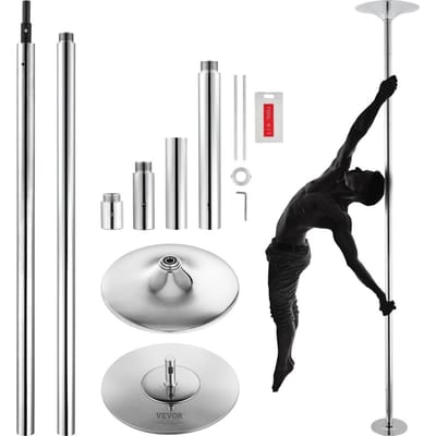 Poteau de danse professionnel, Kit de poteau de danse rotatif statique, Poteau amovible portable, Poteau en acier inoxydable robuste de 45 mm, Fitness réglable en hauteur