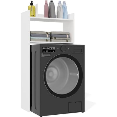 Mat Witte Badkamerkast NINA NP met Planken voor Boven Wasmachine | Kleur: Mat Wit | 64x126x30 cm