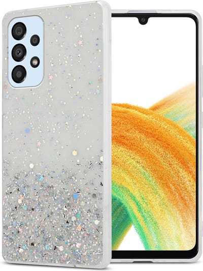 Cadorabo Hoesje geschikt voor Samsung Galaxy A33 5G in Transparant met Glitter - Beschermhoes van flexibel TPU silicone met fonkelende glitters Case Cover Etui