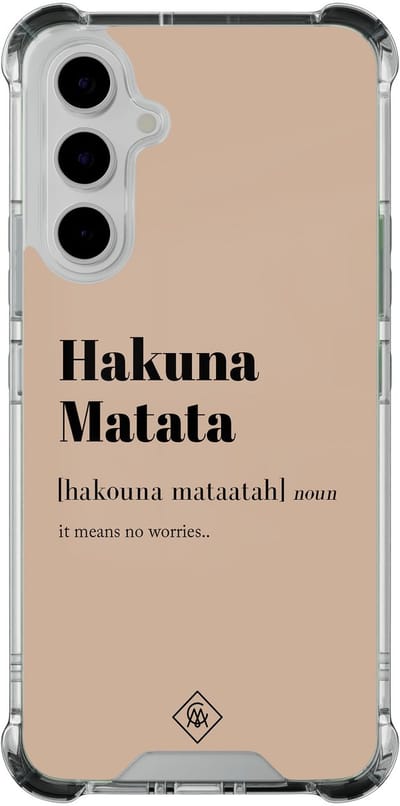 Casimoda® hoesje - Geschikt voor Samsung Galaxy A54 - Hakuna Matata - Shockproof case - Extra sterk - TPU/polycarbonaat - Bruin/beige, Transparant