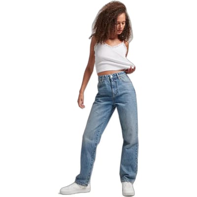 Superdry - Rechte jeans met hoge taille van biologisch katoen - Dames - Jeans