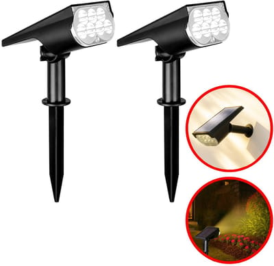 Best Active Solar Spotlight Tuinverlichting op Zonne Energie - 2 Stuks - Warm Wit Licht - Dag- en Nachtsensor - 7 LED Lampen - IP65 Waterbestendig - Tuinlampen op Zonneenergie Buiten - Solar Tuinverlichting - Wandlamp - Zwart