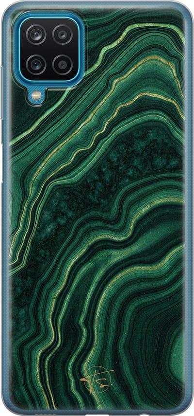 Hoesje geschikt voor Samsung Galaxy A12 - Agate groen - Soft Case - TPU - Print - Groen - Mooie Telefoonhoesjes