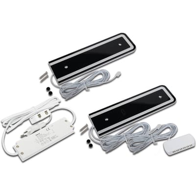 Hera LED meubelverlichting U-Pad F, set van 2 3.000K zwart Sensor