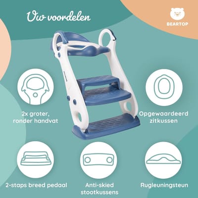 Kindertoiletverkleiner met trap, kindertoiletverkleiner, kindertoiletbril met zacht PU-kussen