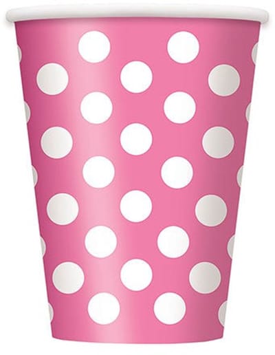 6 partij papieren bekers Tiana Pink Dotted 354ml
