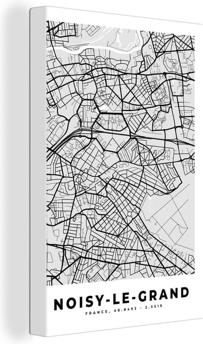 Canvas Schilderij Noisy-le-Grand - Plattegrond - Frankrijk - Kaart - Stadskaart - 20x30 cm - Wanddecoratie