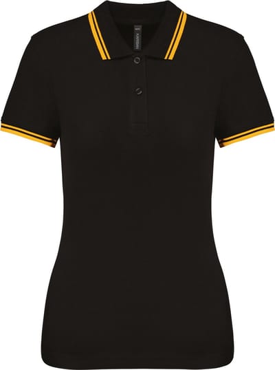 Kariban Gestreepte damespolo korte mouwen K273 - Black / Yellow - L