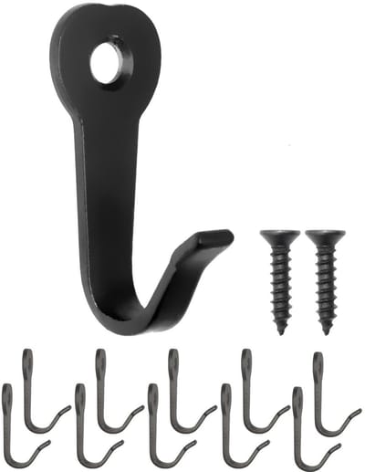 Fuxxer Klassieke garderobehaken van ijzer, haken 39 x 22 mm, set van 10, zwart