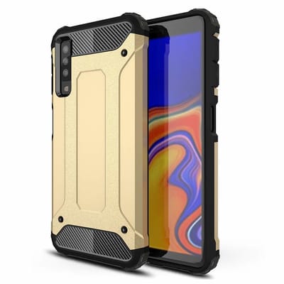 Ntech Hoesje Geschikt Voor Samsung Galaxy A7 2018 Hybrid Armor Hoesje - Goud