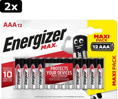 2x Energizer 53542652605 Alkaline Batterij Aaa Max 12-blister