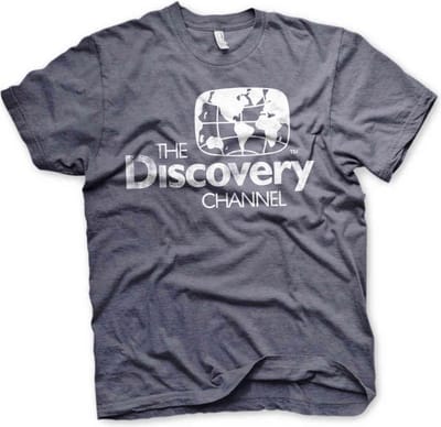 Discovery Channel Heren Tshirt -S- Distressed Logo Blauw