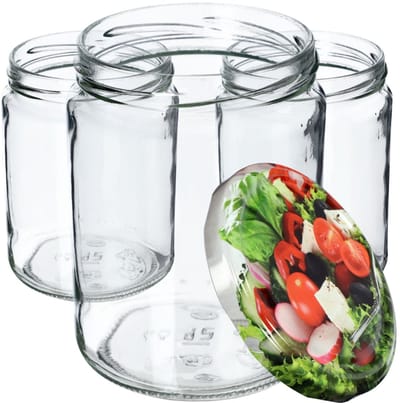 KADAX Weckpotten, 540 ml, inmaakpotten voor schroefdeksel, jampot, voorraadpot, conservenglas, ronde glazen (vierkant/8 stuks)