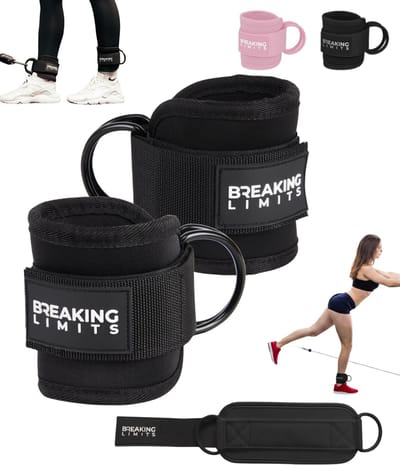 Breaking Limits Ankle Strap Fitness – Enkelband Fitness – Enkel Straps – 2 Stuks - Zwart