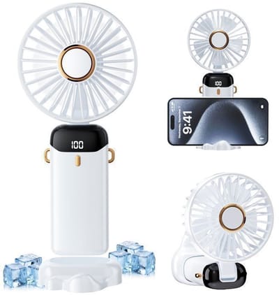 Draagbare 5-in-1 ventilator - Wit - 2500 mAh - 5 windsnelheden - Opvouwbaar - Stil