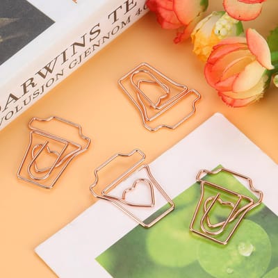 12 stuks/doos Rosegoud Kleur Metaal Elektroplating Paperclips Grappige Boekenlegger Markeerclip beige