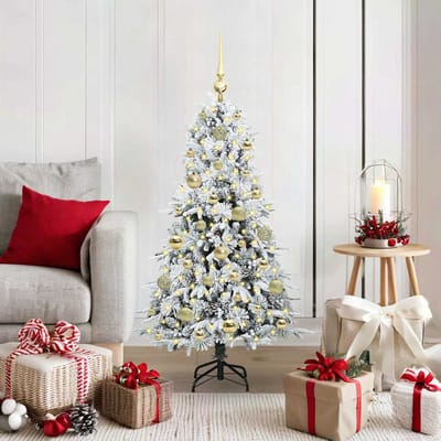vidaXL - Kunstmatige - Hinged - Kerstboom - met - 150 - LED - Wit - 120 - cm - PE - en - PVC