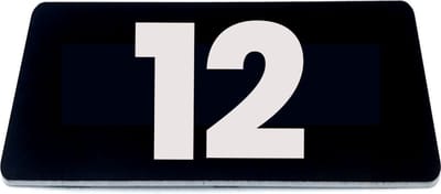 Nummerplaatje 12 - 80 x 50 x 1,6 mm - Zwart/wit - incl. 3M-tape | Nummerbordje - Deur en kamernummer - brievenbusnummers - Gratis verzending - 5 jaar garantie