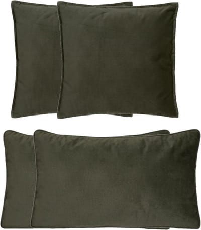 Atmosphera Bank/sierkussens Sophia - set 4x - Olijfgroen - polyester - met rits - In 2 formaten
