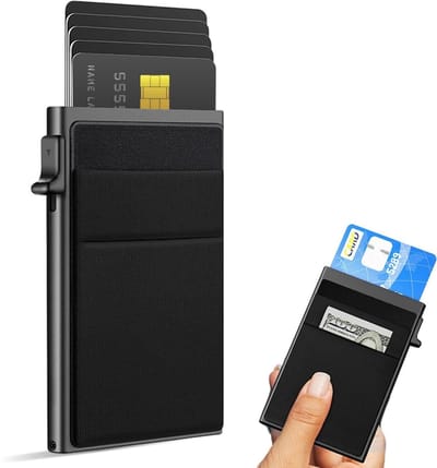 Luft Pasjeshouder voor 10 pasjes - Veilig - Uitschuifbaar - RFID bescherming - Wallet Kaarthouder - Portemonnee - Card Holder - Heren - Voor mannen en vrouwen - Pasjes houders - Zwart