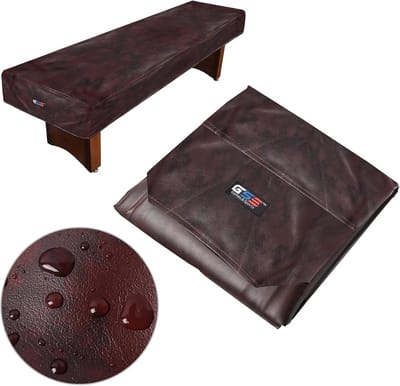 GSE 14' Heavy-Duty Leatherette Shuffleboard Table Cover for Shuffleboard Table Accessories (Brown)