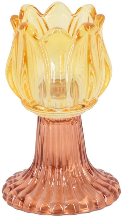HomeBound by KY | Waxinehouder tulp oranje met roze | Waxinehouder | 7.4*14
